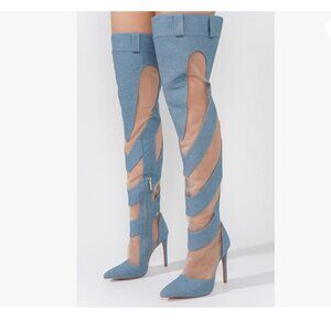 Denim Thigh Over Knee High Blue Boots